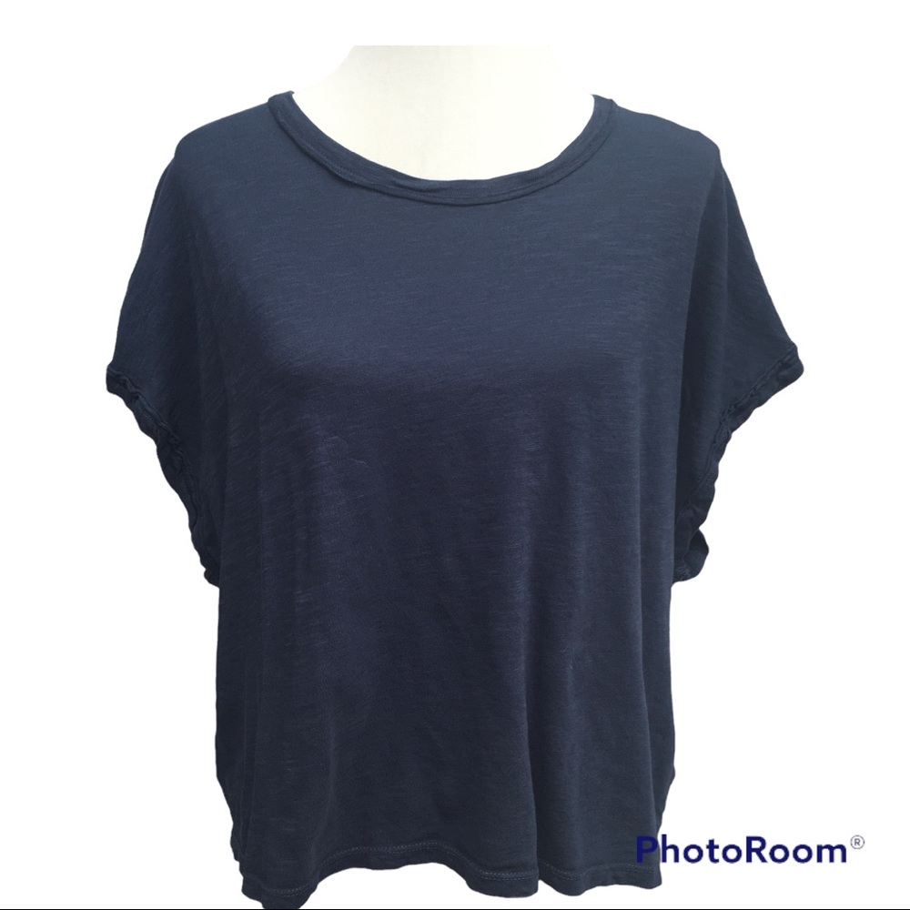 Free People We The Free Navy Boxy Tee Top Misses Size L - Picture 1 of 4